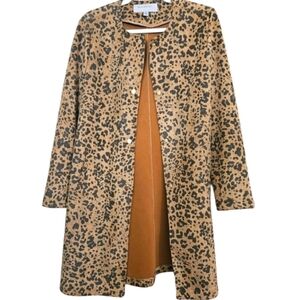 ANDREW MARC New york faux suede leopard print long coat. Size small